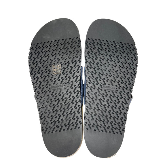 Hermes Chypre Sandal Blue Celeste Dark Suede Logo Strap Slide Slip On Flat 42 - Picture 11 of 11